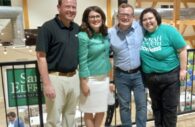 State Sen. Sarah K. Elfreth (D-Anne Arundel) poses with members of her campaign staff after her victory celebration Tuesday night. Photo by Josh Kurtz.