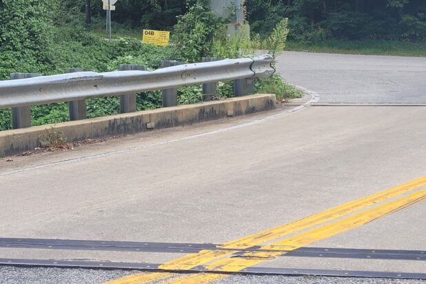 Street view of Furnace Avenue Bridge, which runs over Deep Run, at the intersection of Furnace Avenue and Ridge Road. (Photo by Ricardo Whitaker)