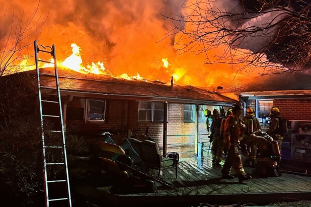 Fire of residential home at 10700 block of Hunting Lane, Columbia, early Christmas morning. (Photo from HCFRS)